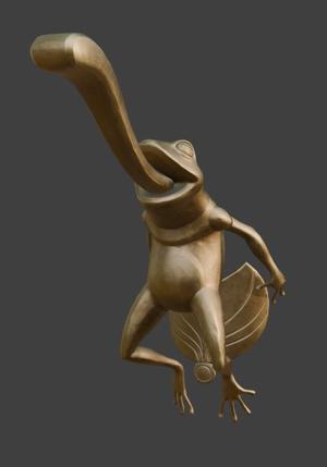 Golden Frog with Extended Tongue - Gilded Amphibian 3D Print STL