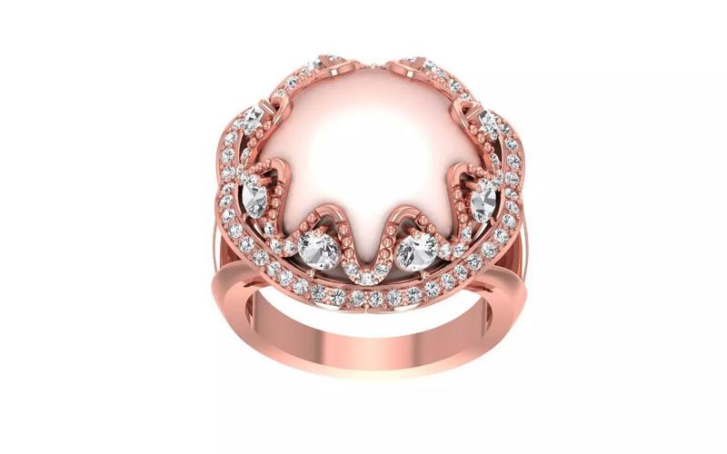 Women Pearl Ring 3dm STL OBJ FBX Render Details