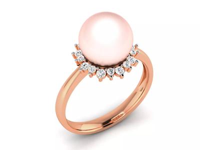 Women Pearl Ring 3dm render details
