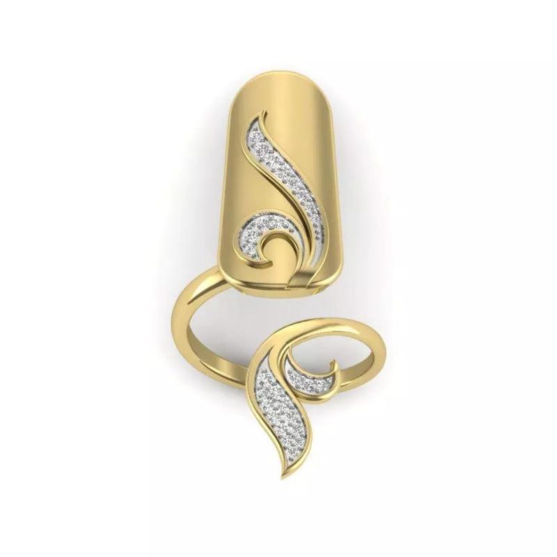 Women cocktail nail ring 3dm Render details