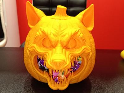 Halloween pumpkin werewolf head candy bowl