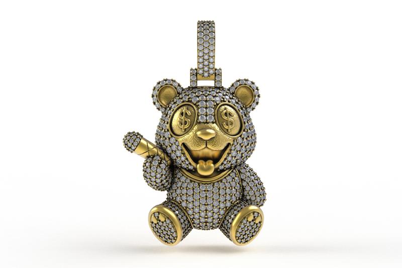 00026 Cute Panda Hip Hop Diamond Pendant