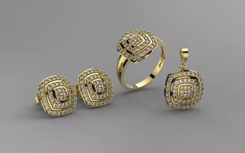 SET JEWELRY gold ring with cubic zirconia