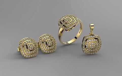 SET JEWELRY gold ring with cubic zirconia
