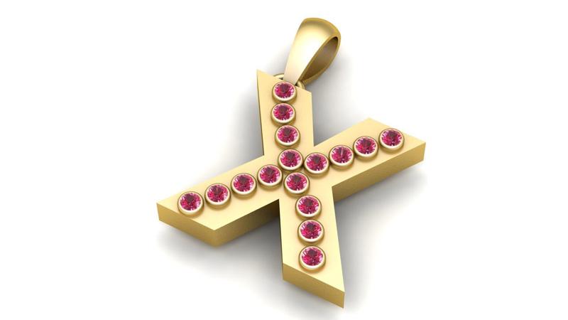 X ALPHABETS GLD PENDANT  3d printable model