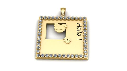 3D Printable Hello Frog Gold Pendant