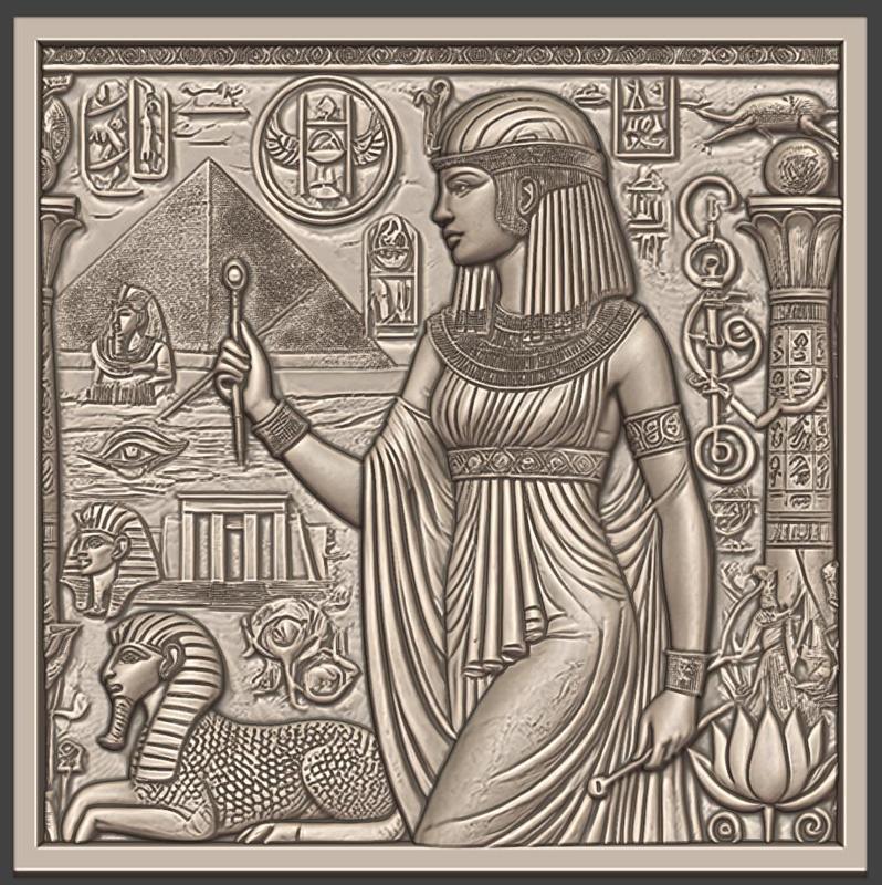 Cleopatra's Graceful Elegance: A Timeless Bas-Relief,3d Print, CNC Stl Model