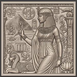 Cleopatra's Graceful Elegance: A Timeless Bas-Relief,3d Print, CNC Stl Model