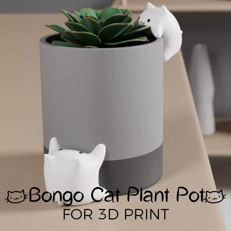 Bongo Cat Plant Pot - Plant For 3D Print