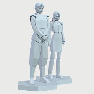 Nida & Xu – Low-Poly 3D Print Ready (Final Fantasy VIII PS1 Style). Instant download STL.