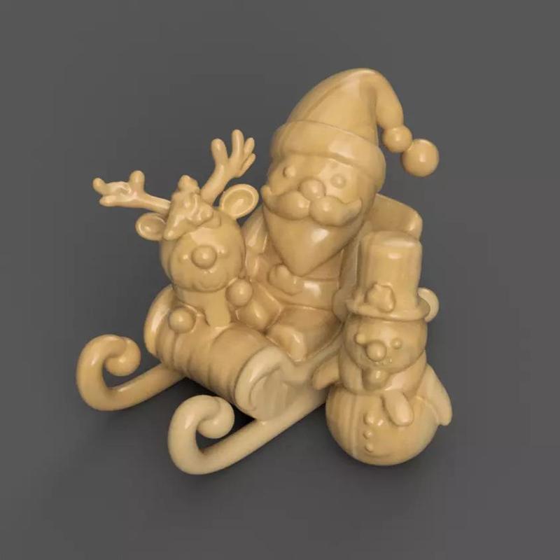 Santa and Deer Sleigh with Snowman 3D Christmas Decor