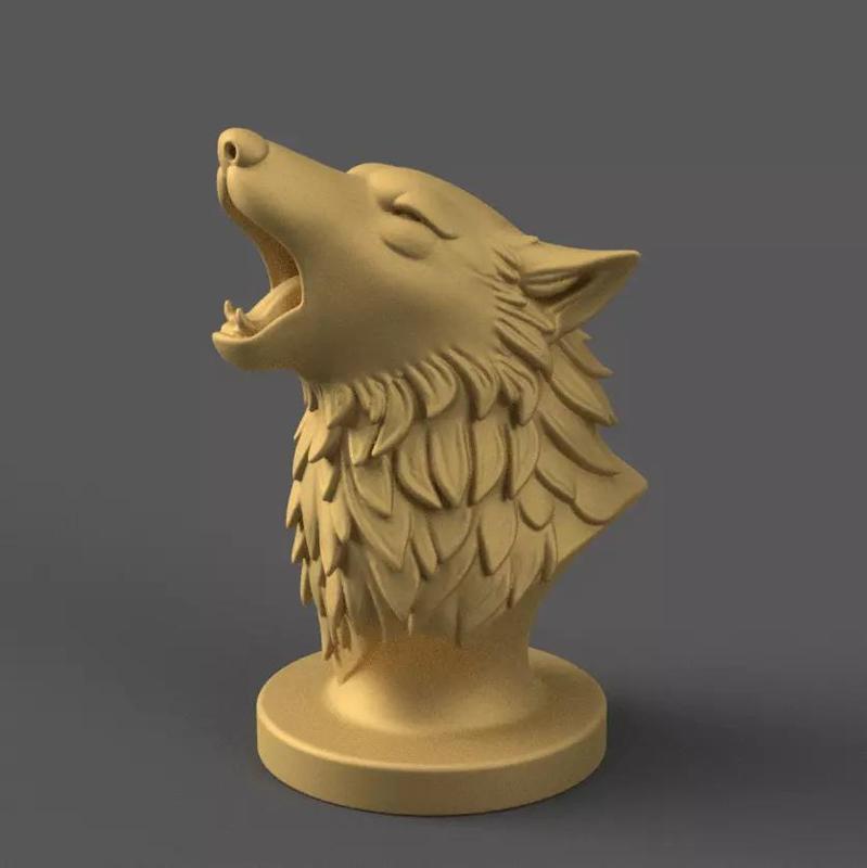 Majestic Wolf Headphone Stand and Bust 3D Print STL