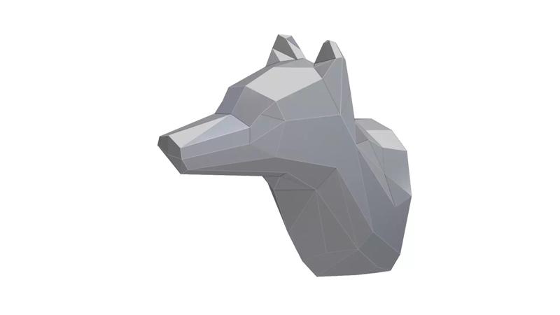 Low-Poly Wall Mounted Wolf Head