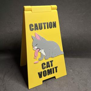 Folding Cat Vomit Warning Sign