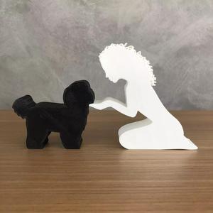 Girl and her Maltese -wavy hair- for 3D printer or laser cut