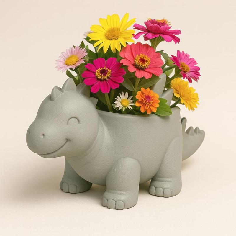 Cute Dinosaur Planter | Adorable Dino Flower Pot STL
