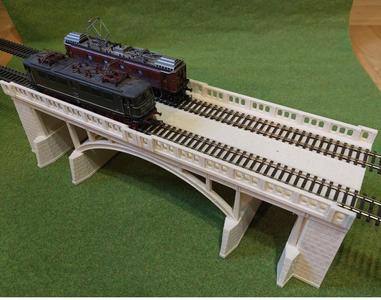 H0 scale Concrete Double-track Railway bridge - FDM
