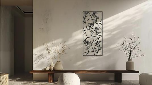 Geometric Rose Stained Glass Style Wall Decor Art
