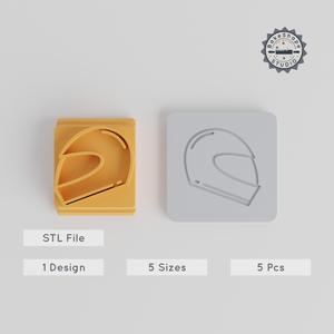 Helmet Cookie & Clay Stamp Tile, 5-Piece Collection, 20-40mm Size, Perfect for Cookies, Fondant, Soft Materials