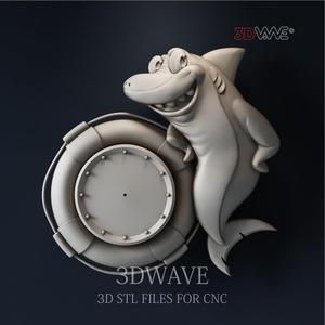 SHARK WALL CLOCK 3d stl files for CNC