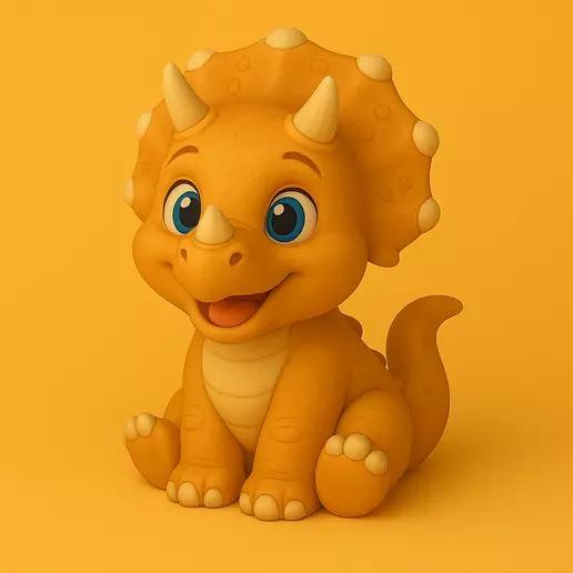 Cartoon Baby Triceratops Dinosaur 3D Print Model