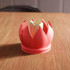3D Flower Tea Light Holder V2 STL File - 257