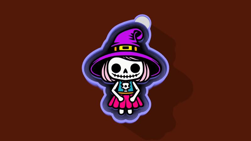 🧙‍♀️💀 Witchy Cutie Skeleton – Freshie, Keychain, Resin & Candle Mold