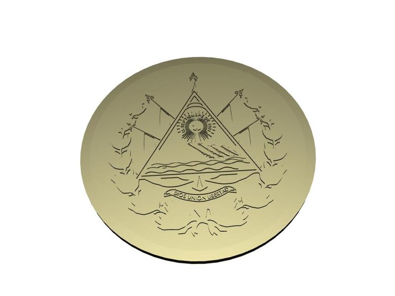 Gold Coin - El Salvador Shield Design for 3D Printing