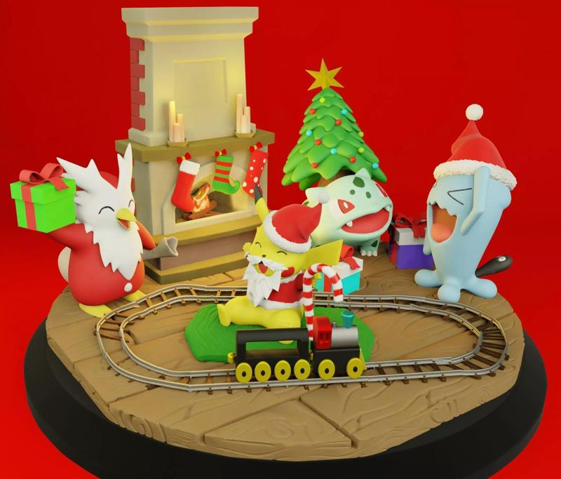 Pokemon pikachu Christmas diorama