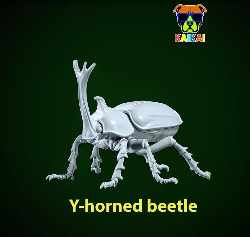 Y-horned beetle statue - insect model - 3D print