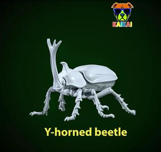 Y-horned beetle statue - insect model - 3D print