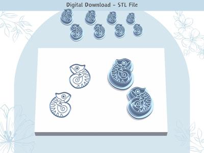 Gecko Mirror Pair Clay Cutter for Polymer Clay | Digital STL File | Clay Tools | 4 Sizes Summer Clay Cutters, 2 Cutter Versions