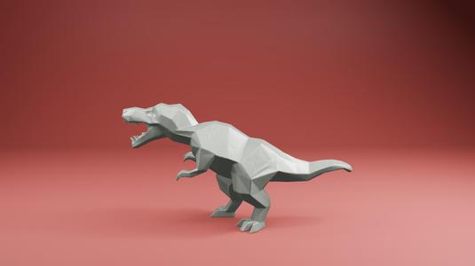 Low Poly T-Rex STL - Geometric Dinosaur Model for 3D Printing