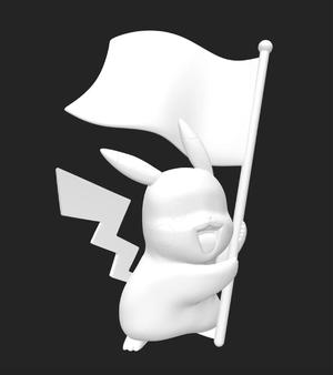 Pikachu Holding a Flag