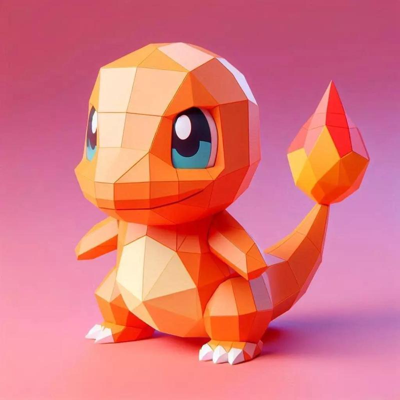 Low Poly Charmander Figurine