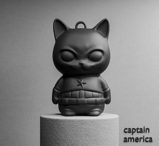 Captain Cat 3D Model - Cute Animal Figure & Customizable Keychain for 3D Printing, Gifts, and Pet Lovers