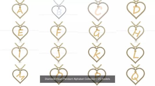 Diamond Heart Pendant Alphabet Collection