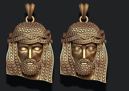 Jesus head pendants with gems pack 3D print model