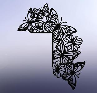 Line Art Butterflies and Flowers for Door Corner Decoration