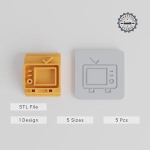 Retro TV Clay & Cookie Stamp Tile Set, 5 Motif Sizes for Fondant & Soft Materials PRODUCT_4780