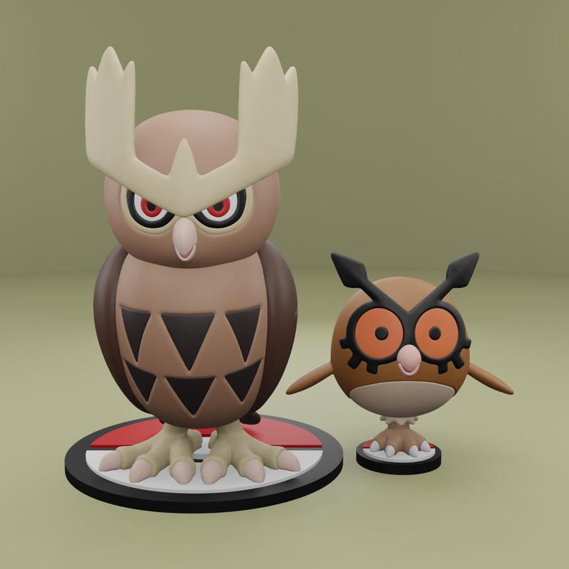 Pokemon No. 163, 164 Hoothoot, Noctowl