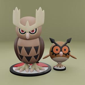 Pokemon No. 163, 164 Hoothoot, Noctowl