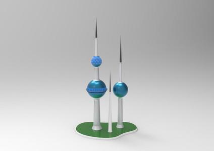 kuwait towers 3d