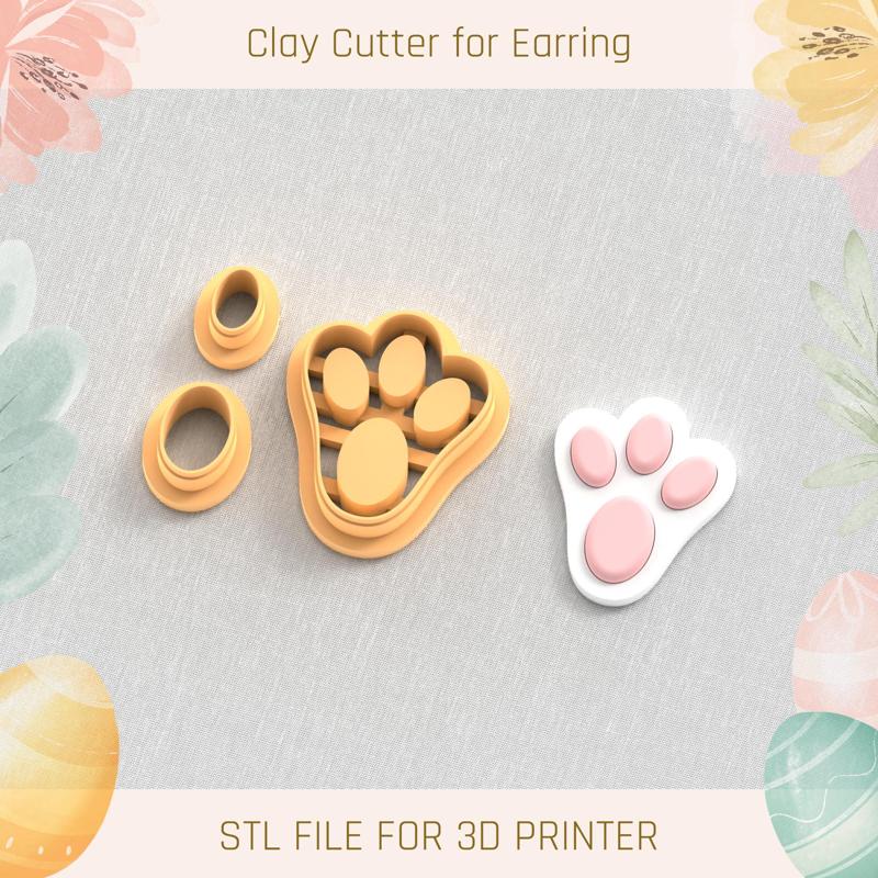 Easter Bunny Foot With Pads EASTER POLYMER CLAY CUTTER