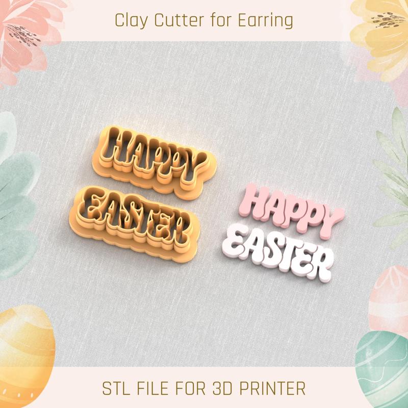 Letters Happy Easter EASTER POLYMER CLAY CUTTER
