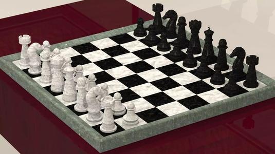 Chess board with pieces