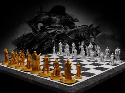 Knight - Crusader V3 Chess Set - 6 Chess Pieces 3D print model