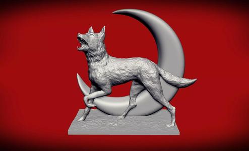 Wolf with crescent