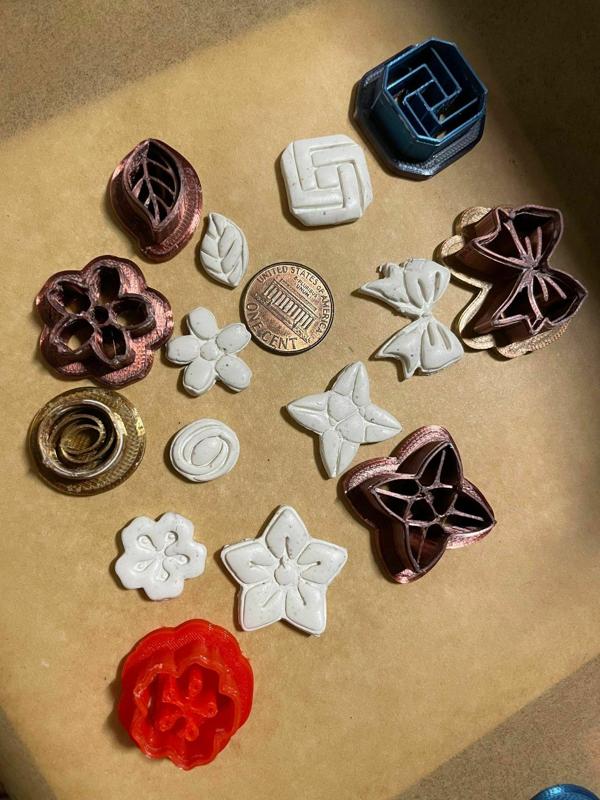 Set of 8 Mini Stud Stamp Embossing/Imprint Shapes for Polymer Clay - Bow, Star, Flower, Knot, Leaf, Modern Celtic Knots, Floral