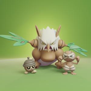 Pokemon - Seedot, Nuzleaf and Shiftry with 2 poses each